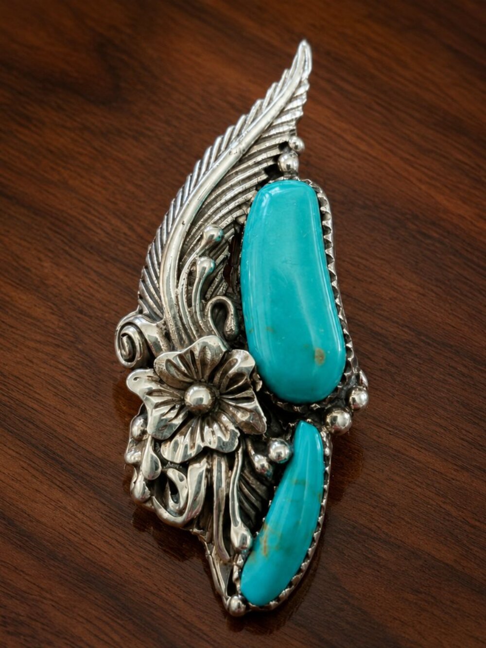 Vintage Native American Sterling Silver Turquoise Pendant